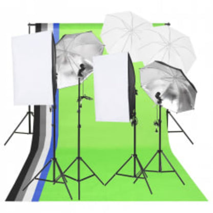 Fotostudio-Set mit Beleuchtung, Hintergrund und Reflektor