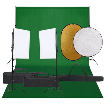 Fotostudio-Set mit Beleuchtung, Hintergrund und Reflektor