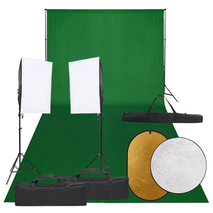 Fotostudio-Set mit Beleuchtung, Hintergrund und Reflektor