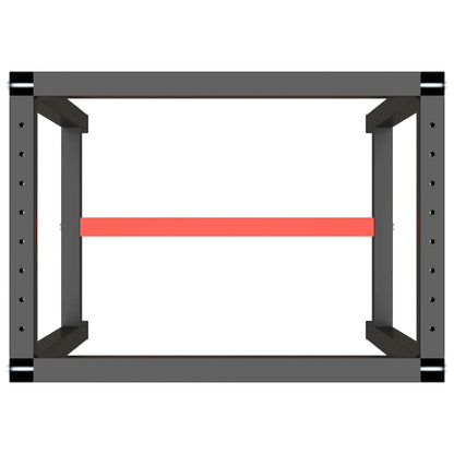 Werkbankgestell Mattschwarz und Mattrot 70x50x79 cm Metall