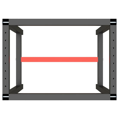 Werkbankgestell Mattschwarz und Mattrot 70x50x79 cm Metall