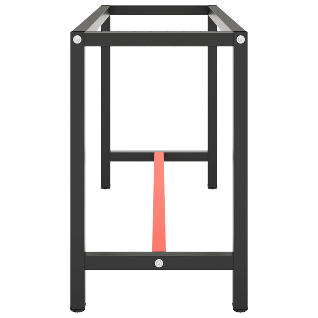 Werkbankgestell Mattschwarz und Mattrot 140x50x79 cm Metall