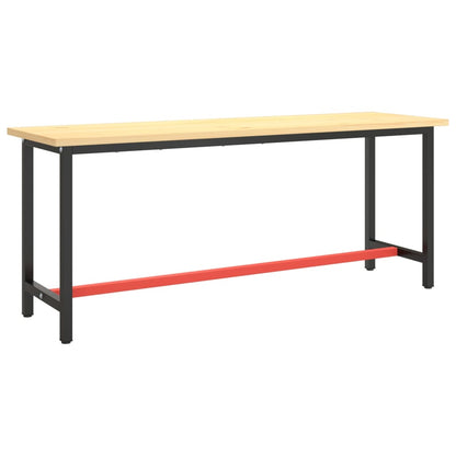 Werkbankgestell Mattschwarz und Mattrot 190x50x79 cm Metall