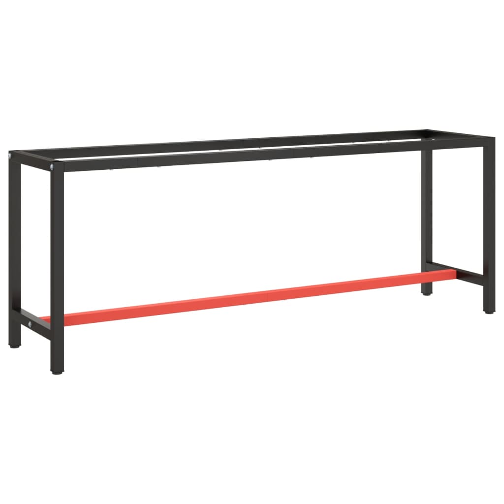 Werkbankgestell Mattschwarz und Mattrot 210x50x79 cm Metall