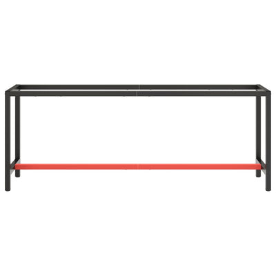 Werkbankgestell Mattschwarz und Mattrot 210x50x79 cm Metall