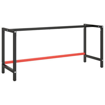 Werkbankgestell Mattschwarz und Mattrot 180x57x79 cm Metall