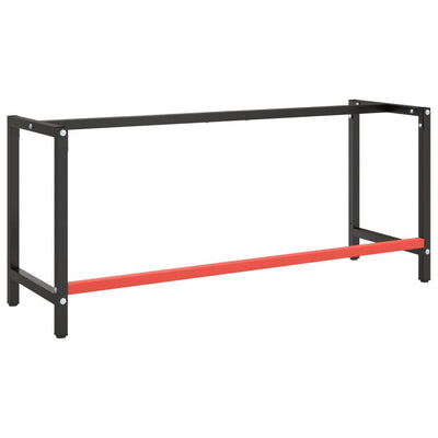 Werkbankgestell Mattschwarz und Mattrot 180x57x79 cm Metall