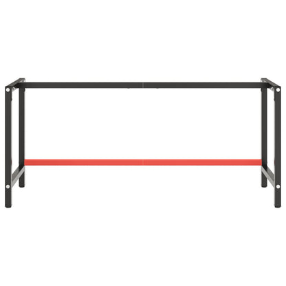 Werkbankgestell Mattschwarz und Mattrot 180x57x79 cm Metall