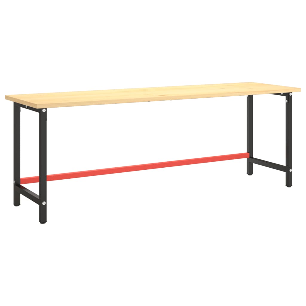 Werkbankgestell Mattschwarz und Mattrot 220x57x79 cm Metall