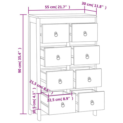 Kommode 55x30x90 cm Massivholz Teak