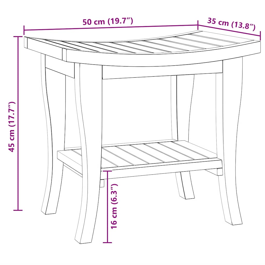 Badezimmer-Beistelltisch 50x35x45 cm Massivholz Teak