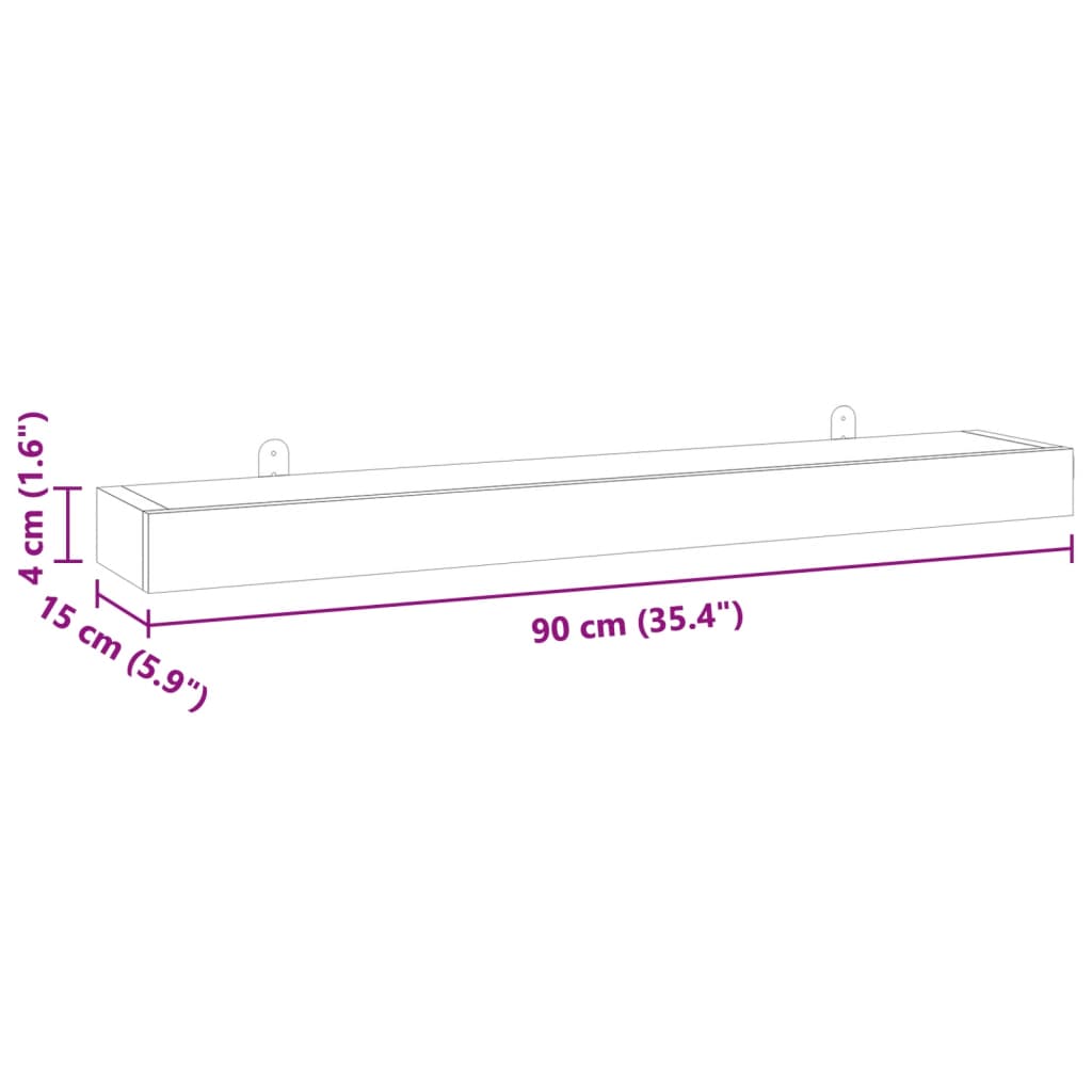 Wandregale 2 Stk. 90x15x4 cm Massivholz Teak