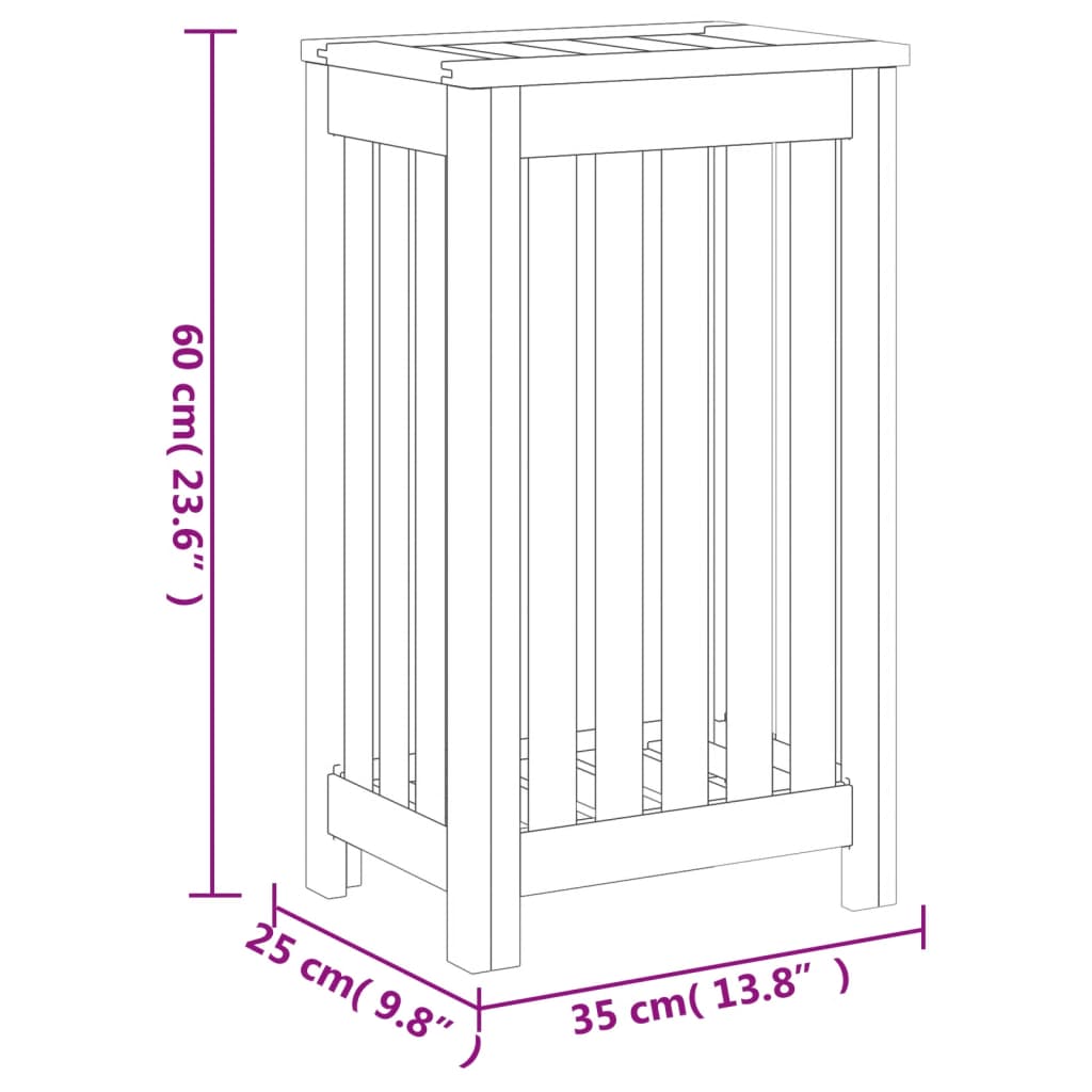 Wäschebehälter 35x25x60 cm Massivholz Teak