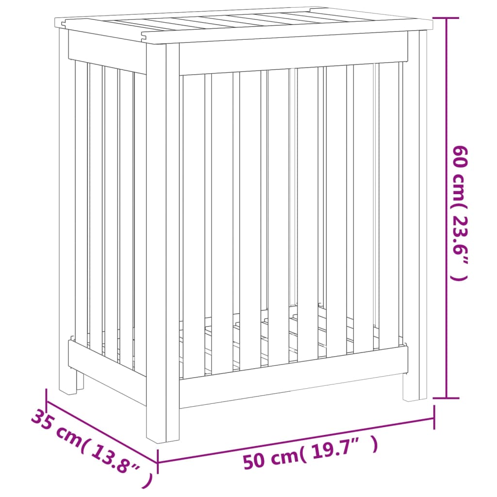 Wäschebehälter 50x35x60 cm Massivholz Teak