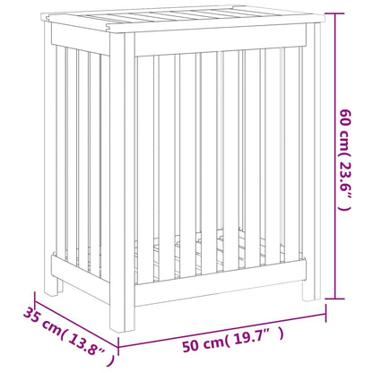 Wäschebehälter 50x35x60 cm Massivholz Teak