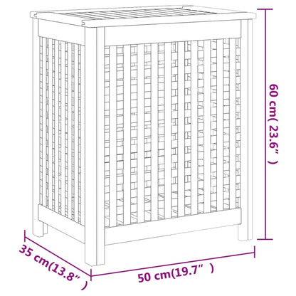 Wäschebehälter 50x35x60 cm Massivholz Teak