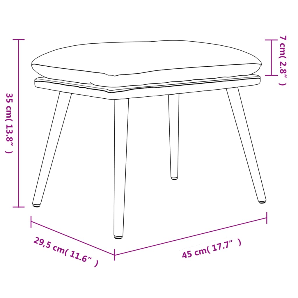 Fußhocker Weinrot 45x29,5x35 cm Samt