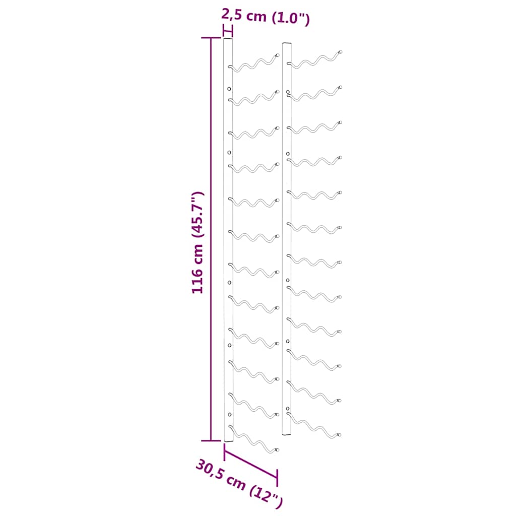 Wand-Weinregal für 36 Flaschen Weiß Eisen