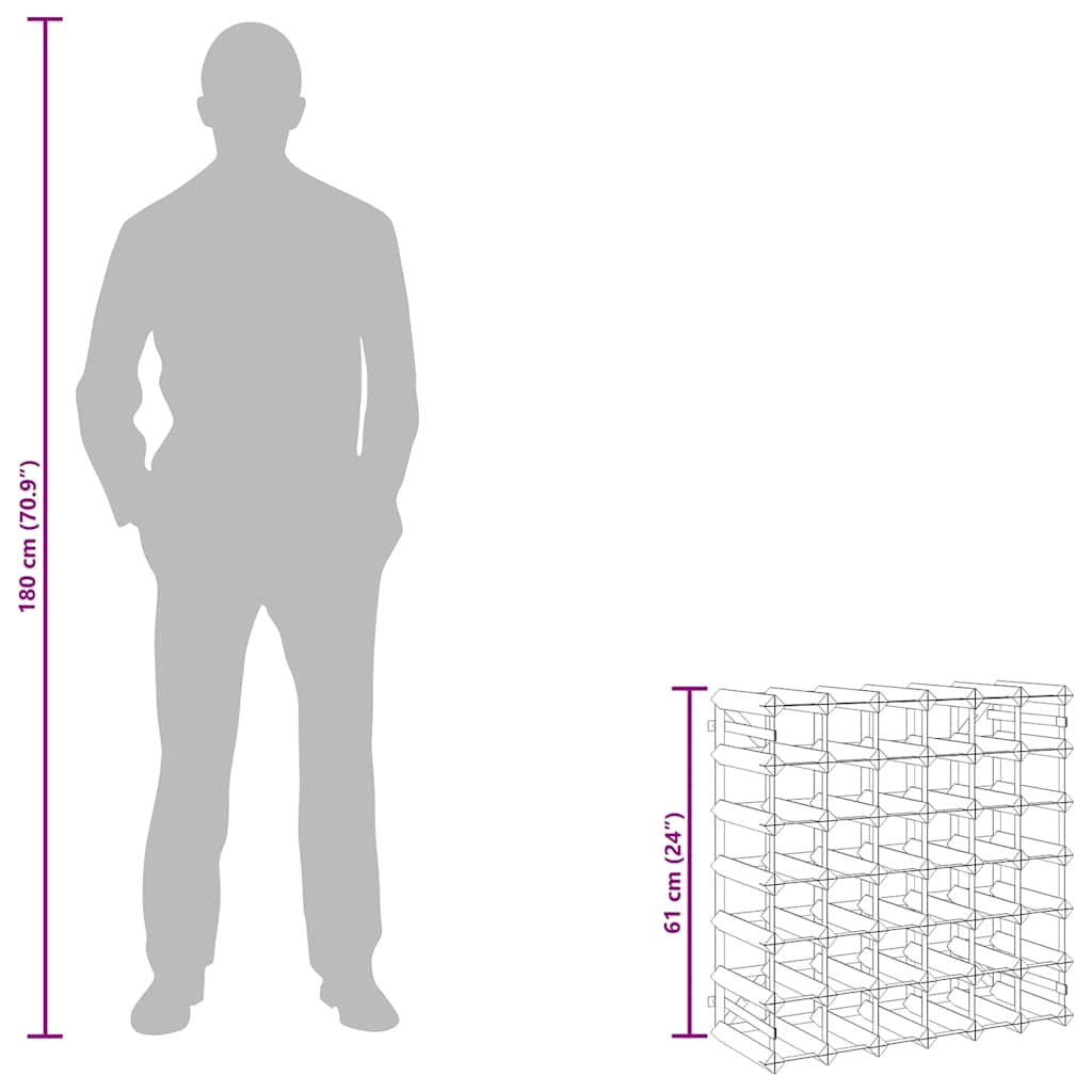 Weinregal für 42 Flaschen Braun Massivholz Kiefer