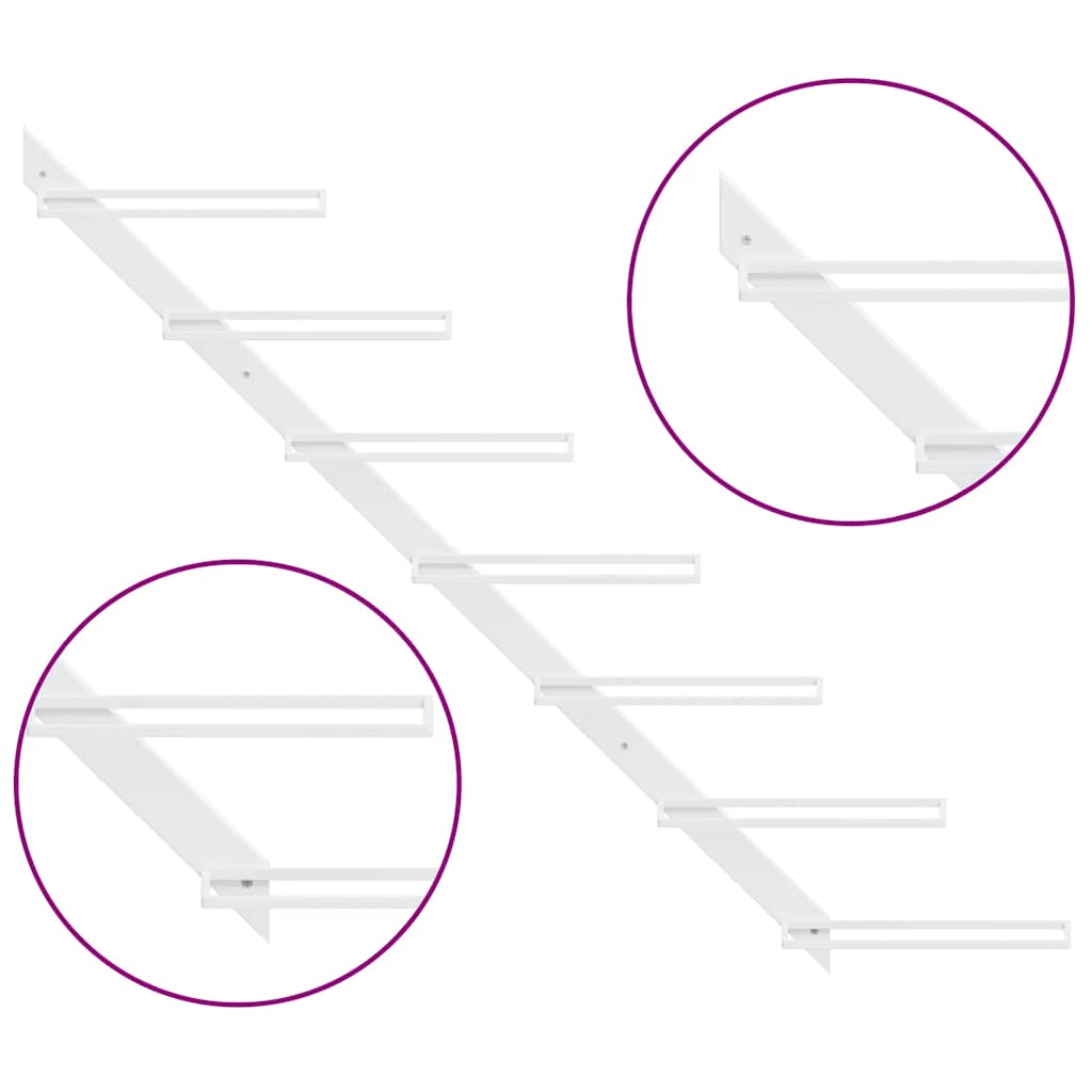 Wand-Weinregal für 7 Flaschen Weiß Metall