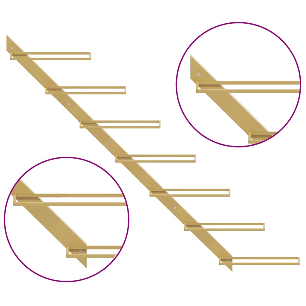 Wand-Weinregal für 7 Flaschen Golden Metall