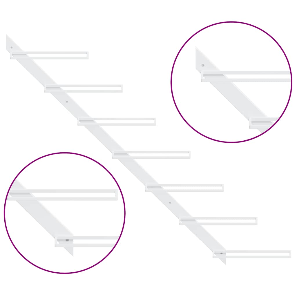 Wand-Weinregale für 7 Flaschen 2 Stk. Weiß Metall