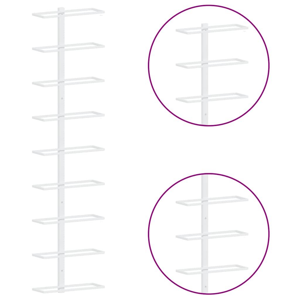 Wand-Weinregal für 9 Flaschen 2 Stk. Weiß Eisen