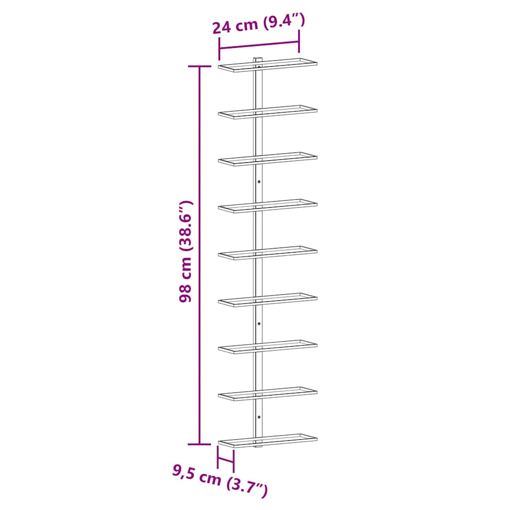 Wand-Weinregal für 9 Flaschen 2 Stk. Weiß Eisen