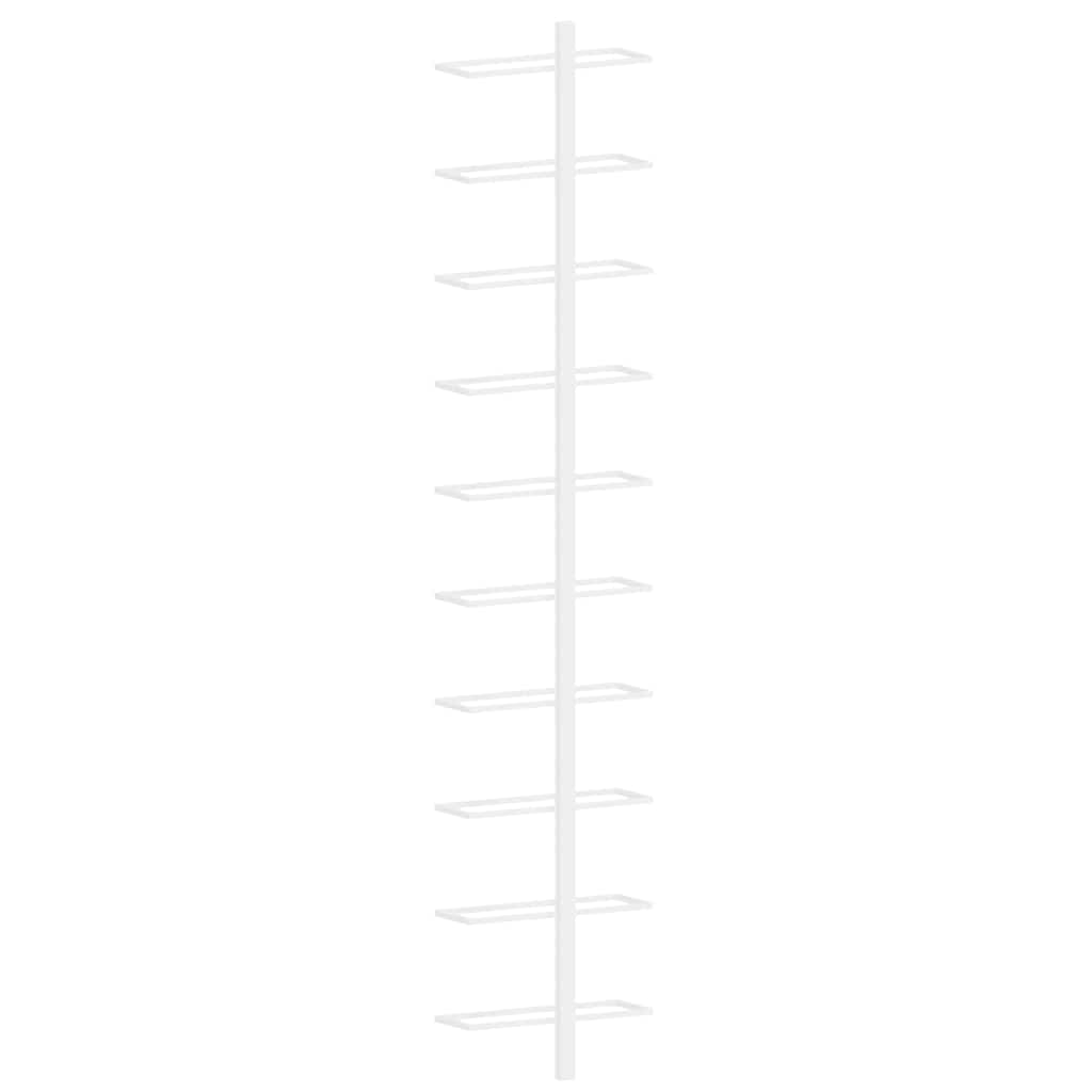 Wand-Weinregal für 10 Flaschen Weiß Metall