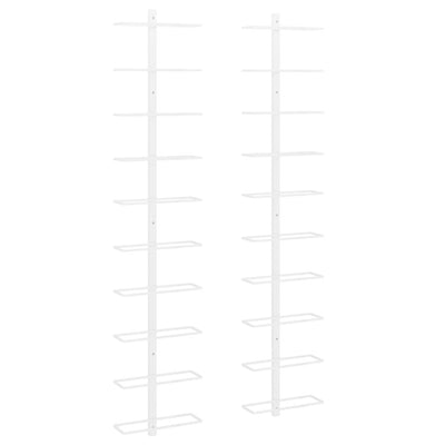 Wand-Weinregale für 10 Flaschen 2 Stk. Weiß Metall