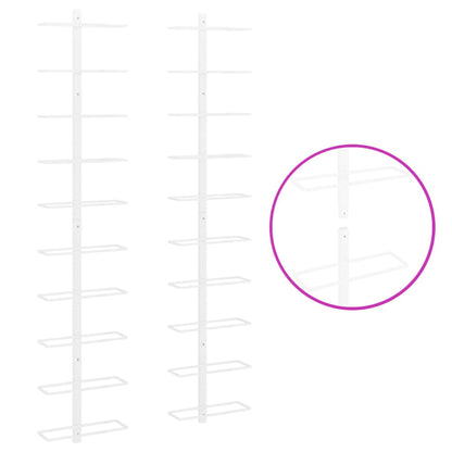 Wand-Weinregale für 10 Flaschen 2 Stk. Weiß Metall