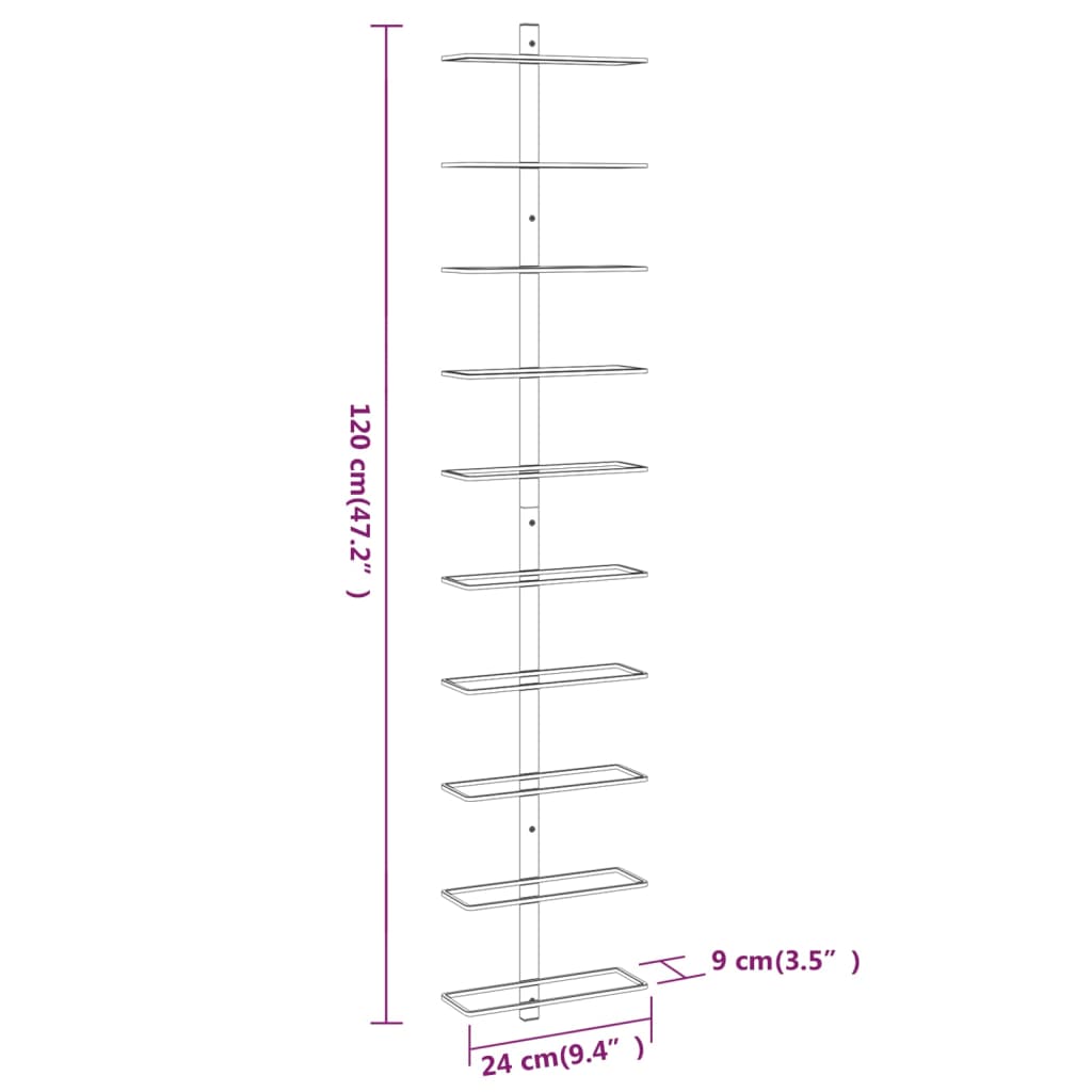 Wand-Weinregale für 10 Flaschen 2 Stk. Weiß Metall