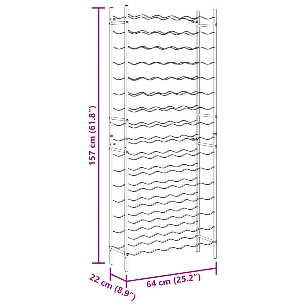 Weinregal für 96 Flaschen Weiß Metall