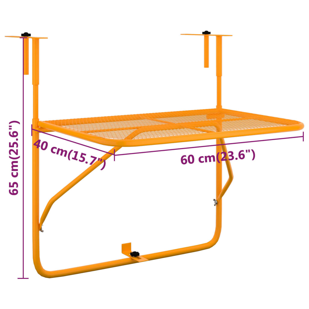 Balkontisch Gelb 60x40 cm Stahl