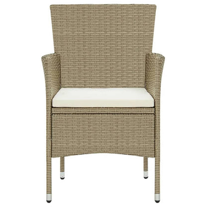 5-tlg. Garten-Essgruppe mit Kissen Poly Rattan Beige