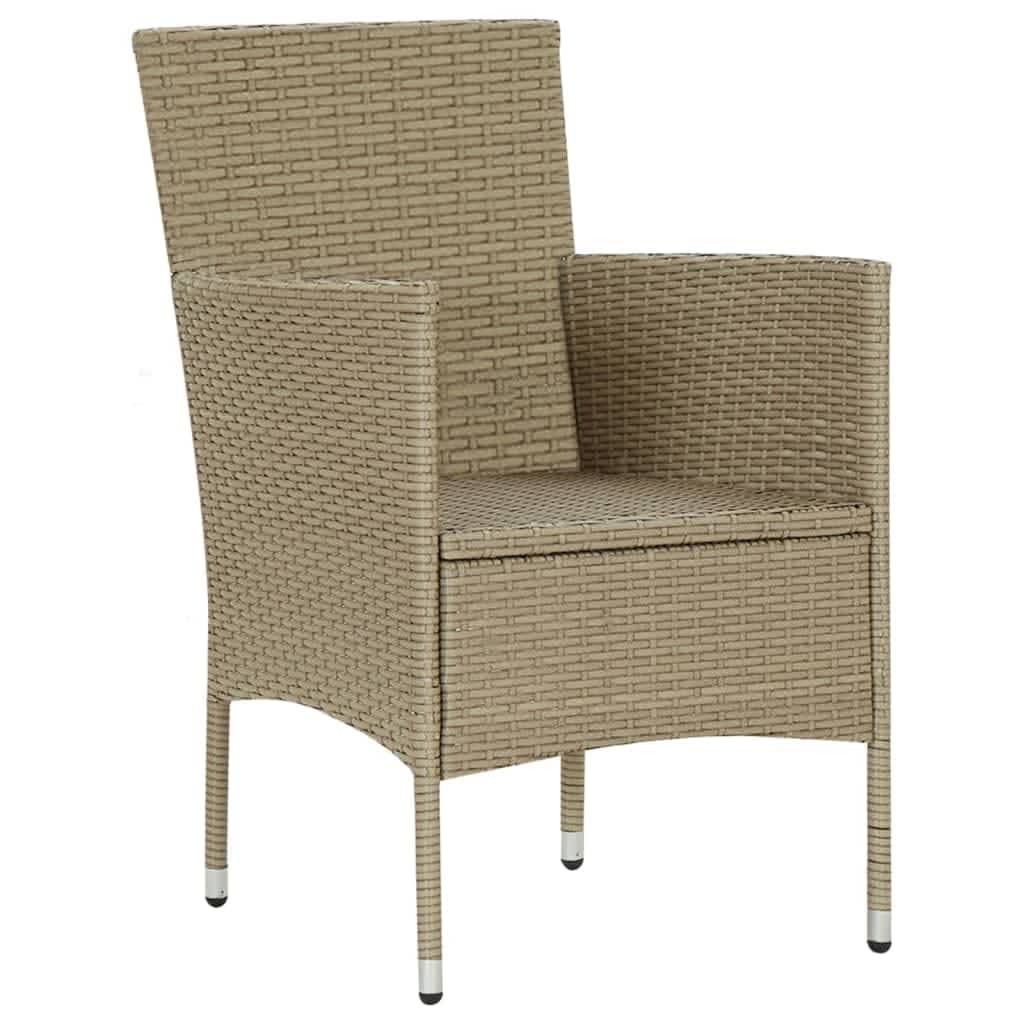 5-tlg. Garten-Essgruppe mit Kissen Poly Rattan Beige