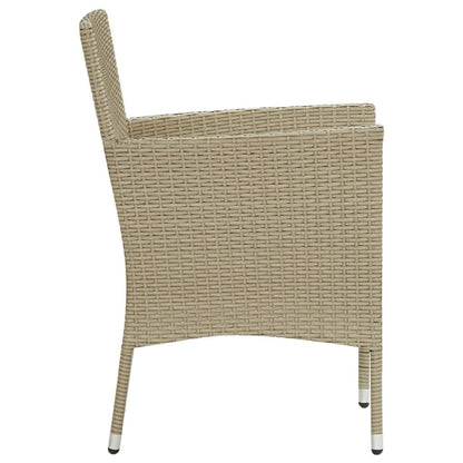 5-tlg. Garten-Essgruppe mit Kissen Poly Rattan Beige