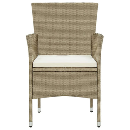 5-tlg. Garten-Essgruppe mit Kissen Poly Rattan Beige