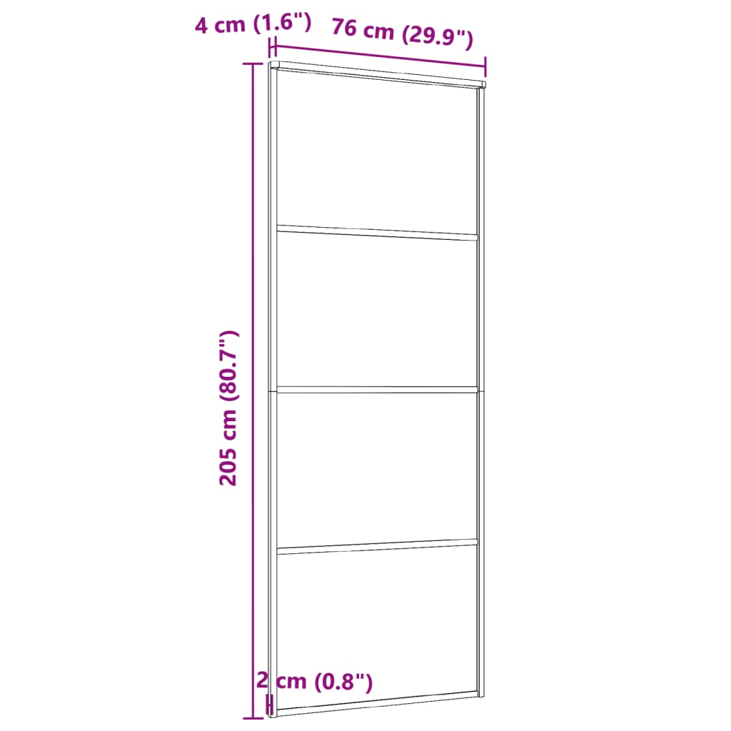 Schiebetür ESG-Glas und Aluminium 76x205 cm Weiß