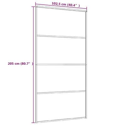 Schiebetür ESG Glas und Aluminium mattiert 102,5x205 cm Weiß