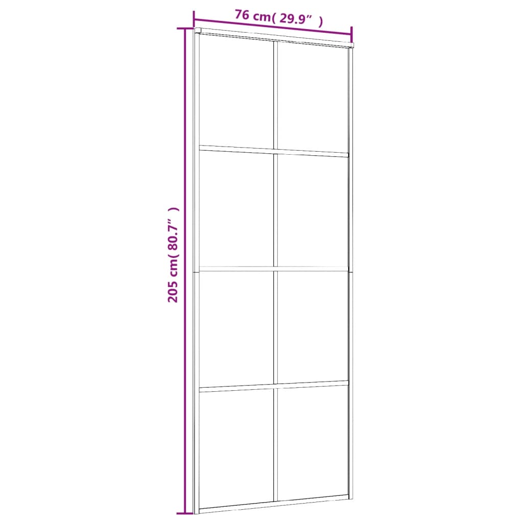 Schiebetür ESG-Glas und Aluminium 76x205 cm Schwarz