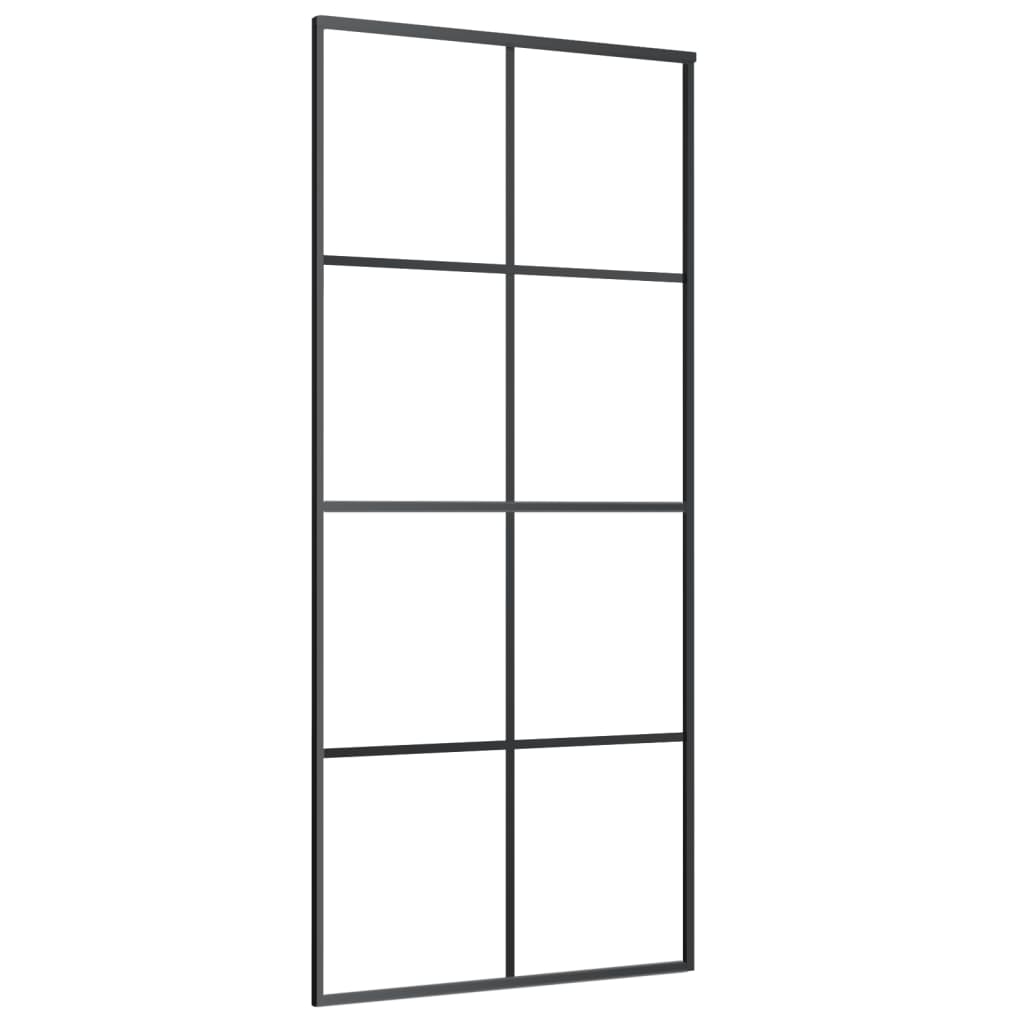 Schiebetür Schwarz 90x205 cm ESG-Glas und Aluminium