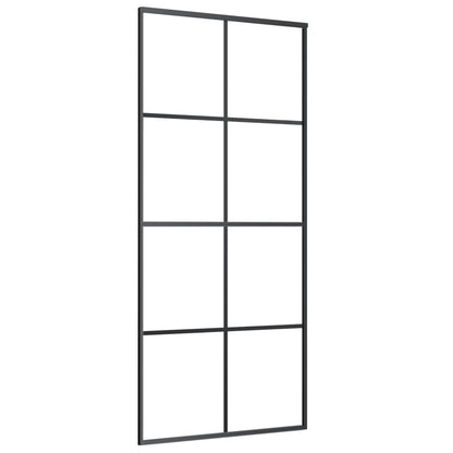 Schiebetür Schwarz 90x205 cm ESG-Glas und Aluminium