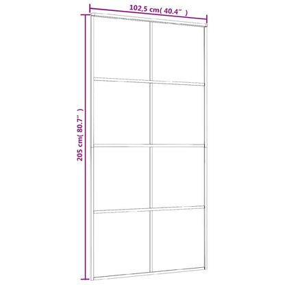 Schiebetür Schwarz 102,5x205 cm ESG-Glas und Aluminium