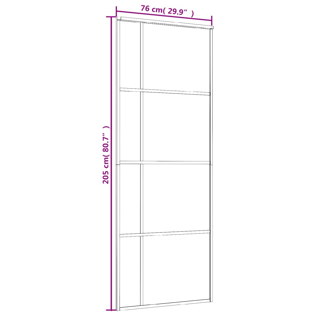 Schiebetür ESG-Mattglas und Aluminium 76x205 cm Weiß