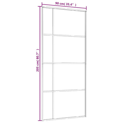 Schiebetür ESG-Glas und Aluminium mattiert 90x205 cm Schwarz