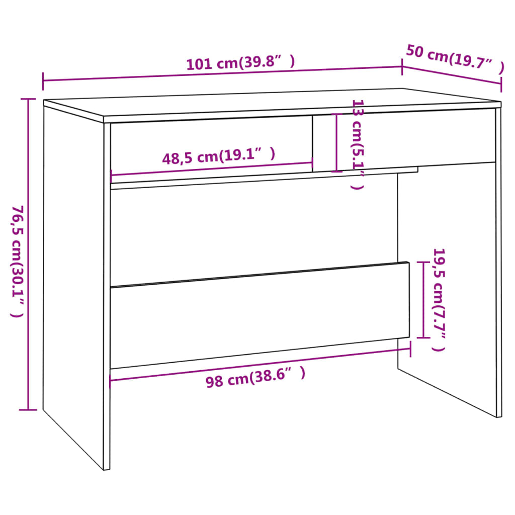 Schreibtisch Weiß 101x50x76,5 cm Holzwerkstoff