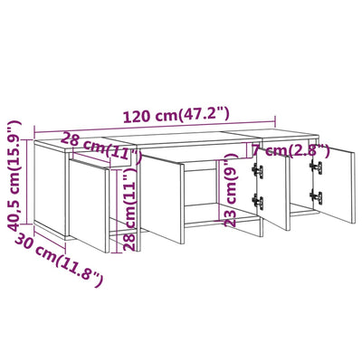 TV-Schrank Schwarz 120x30x40,5 cm Holzwerkstoff