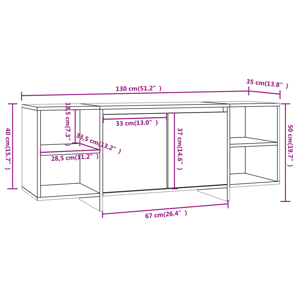 TV-Schrank Weiß 130x35x50 cm Holzwerkstoff