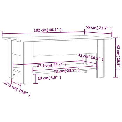 Couchtisch Weiß 102x55x42 cm Holzwerkstoff